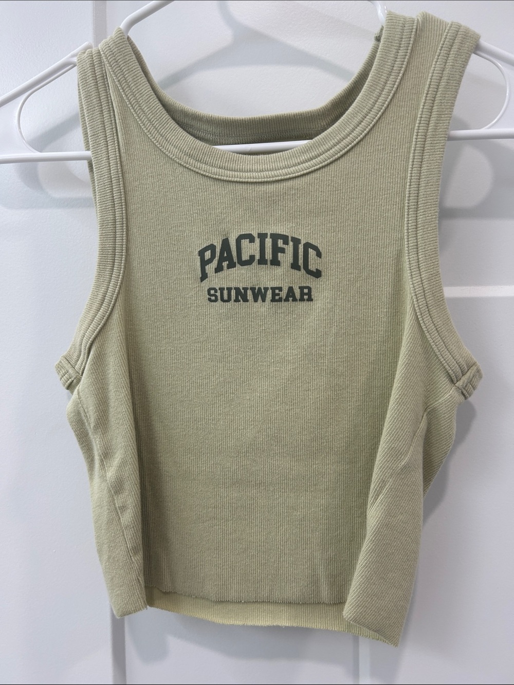Pacific Sunwear Light Sage Ribbed Graphic Tank